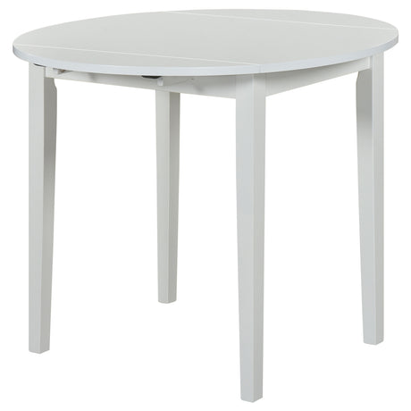 Bucknell White 3-Piece Round Drop Leaf Dining Room Set by Coaster at Eve Furniture