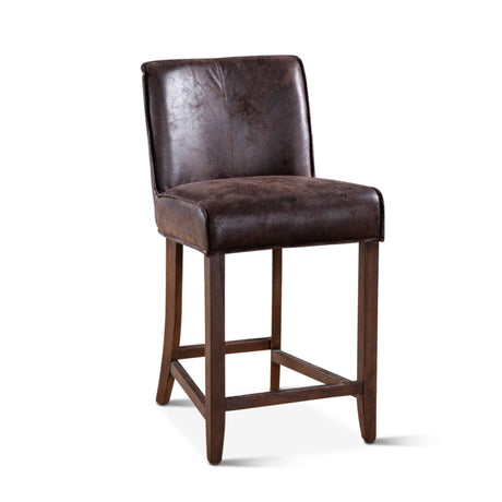 Buddy 20" Counter Chair in Dark Brown Leather with Matte Brown Legs by Home Trends & Design at Eve Furniture