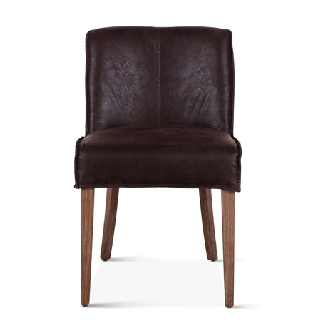 Buddy 20" Dining Chair in Dark Brown Leather with Natural Legs, Set of 2 by Home Trends & Design at Eve Furniture