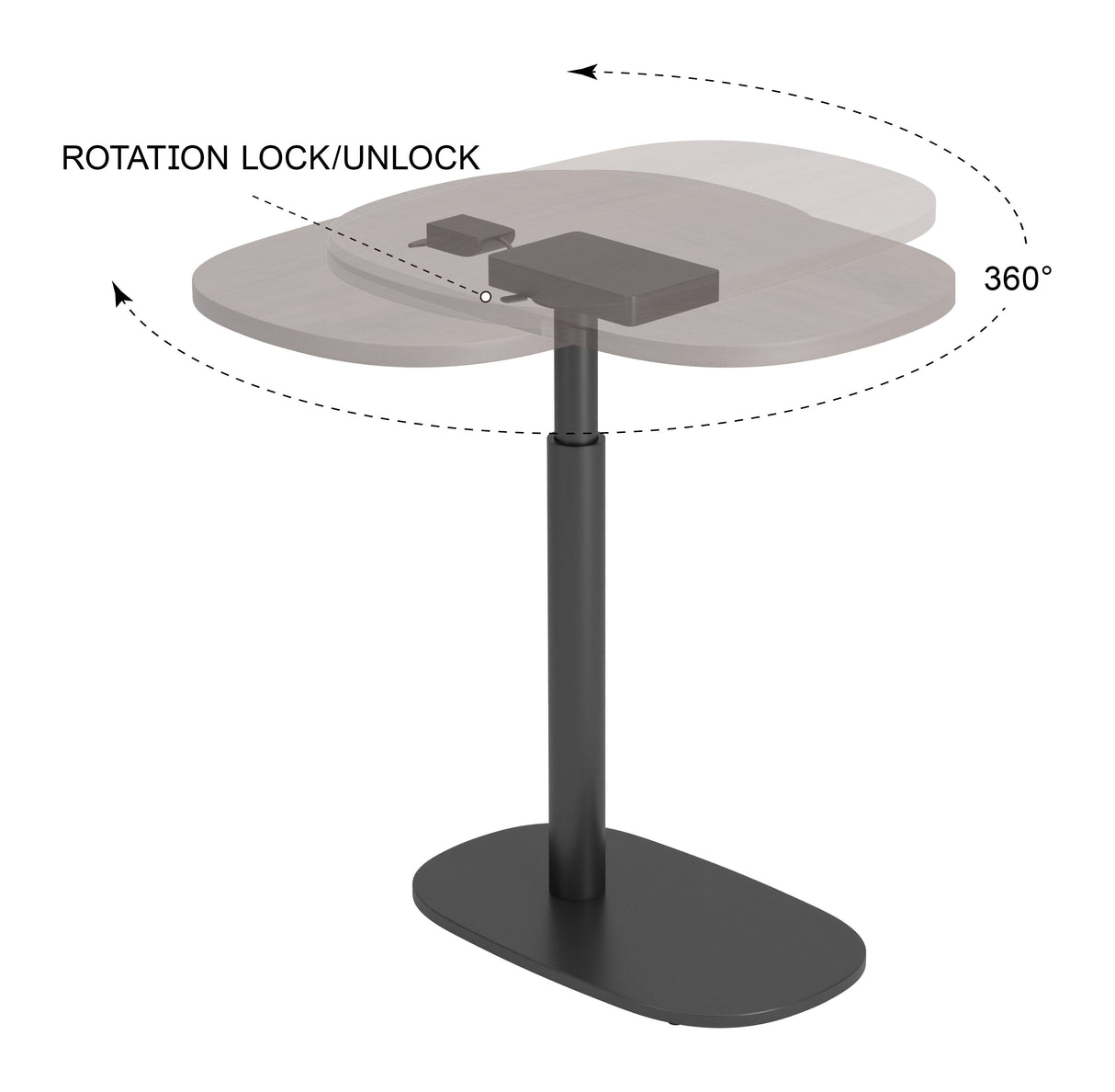Buddy Gray Adjustable Rotating Side Table by Zuomod at Eve Furniture