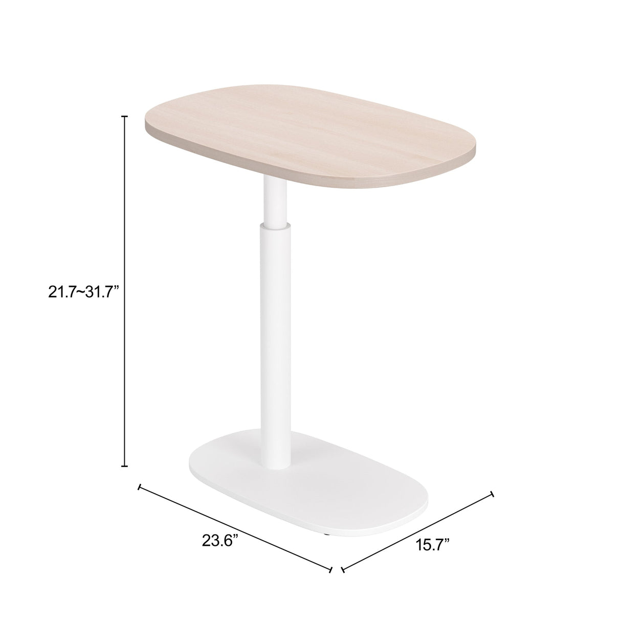 Buddy Natural & White Adjustable Rotating Side Table by Zuomod at Eve Furniture