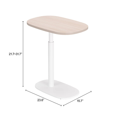 Buddy Natural & White Adjustable Rotating Side Table by Zuomod at Eve Furniture