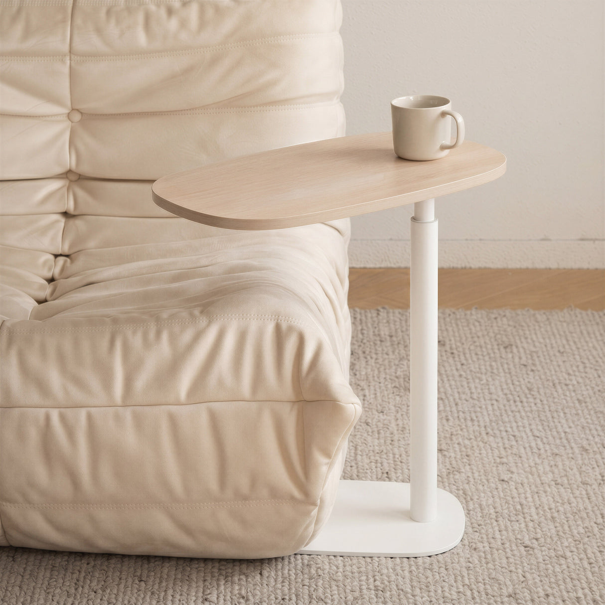 Buddy Natural & White Adjustable Rotating Side Table by Zuomod at Eve Furniture