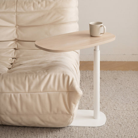 Buddy Natural & White Adjustable Rotating Side Table by Zuomod at Eve Furniture