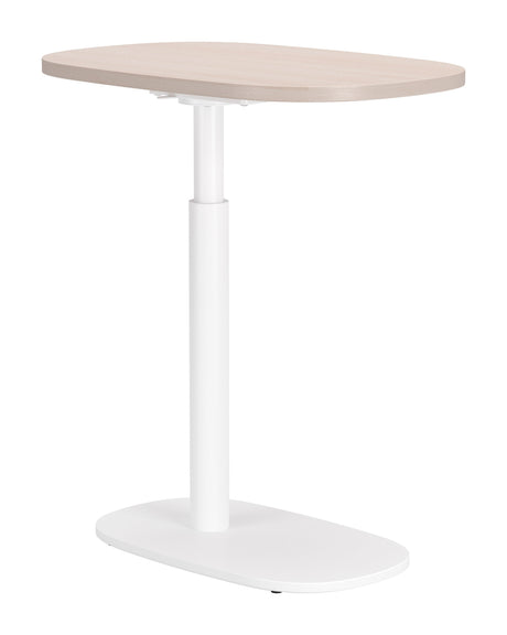 Buddy Natural & White Adjustable Rotating Side Table by Zuomod at Eve Furniture