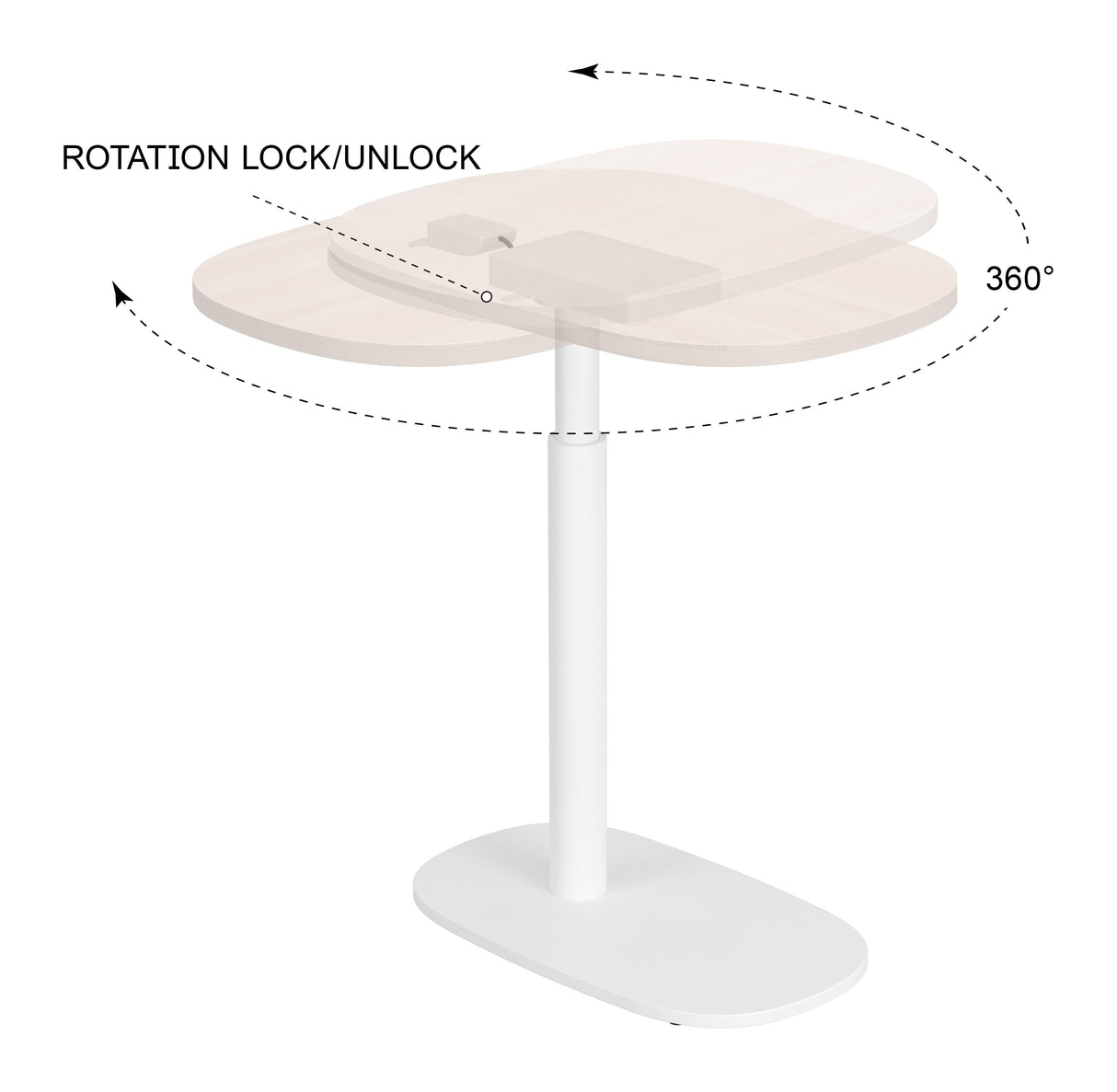Buddy Natural & White Adjustable Rotating Side Table by Zuomod at Eve Furniture