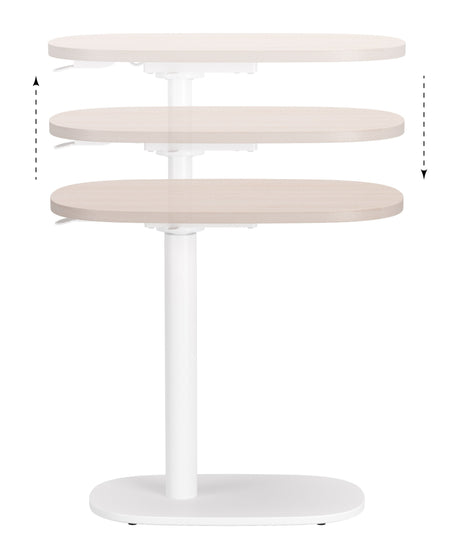 Buddy Natural & White Adjustable Rotating Side Table by Zuomod at Eve Furniture