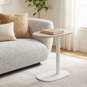 Buddy Natural & White Adjustable Rotating Side Table by Zuomod at Eve Furniture