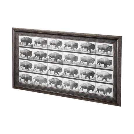 Buffalo Walking by Eadweard Muybridge Hand Embellished Textured Framed Art Print Matted under Glass by Mercana at Eve Furniture