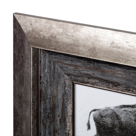 Buffalo Walking by Eadweard Muybridge Hand Embellished Textured Framed Art Print Matted under Glass by Mercana at Eve Furniture