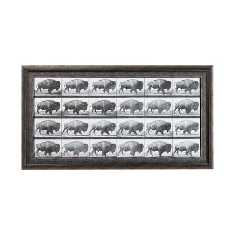 Buffalo Walking by Eadweard Muybridge Hand Embellished Textured Framed Art Print Matted under Glass by Mercana at Eve Furniture
