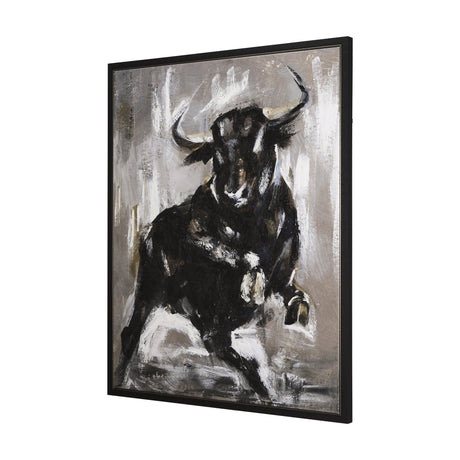 Bull by Mercana Studio a Hand Embellished Textured Framed Canvas by Mercana at Eve Furniture