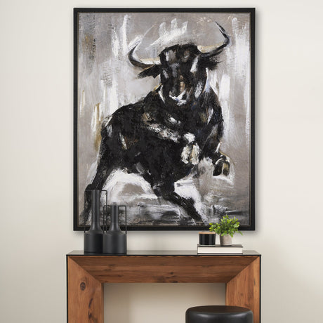 Bull by Mercana Studio a Hand Embellished Textured Framed Canvas by Mercana at Eve Furniture
