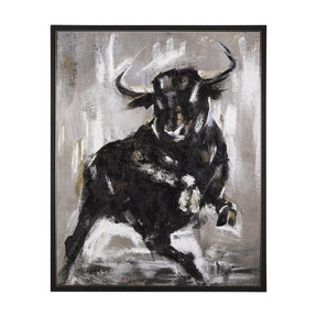 Bull by Mercana Studio a Hand Embellished Textured Framed Canvas by Mercana at Eve Furniture