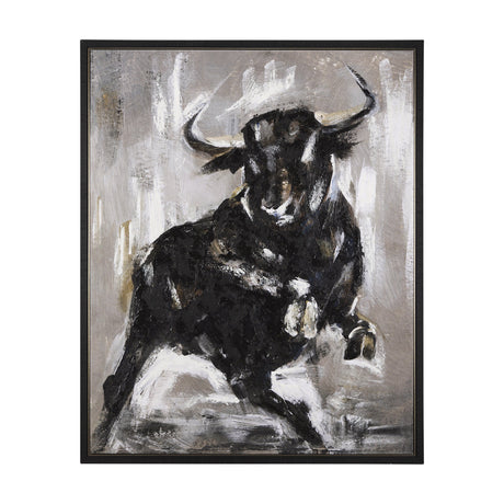 Bull by Mercana Studio a Hand Embellished Textured Framed Canvas by Mercana at Eve Furniture