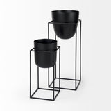 Bumble (Set of 2) 12L x 12W x 32H Black Plant Stands by Mercana at Eve Furniture