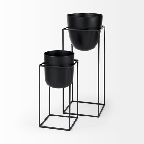Bumble (Set of 2) Black Plant Stands by Mercana at Eve Furniture