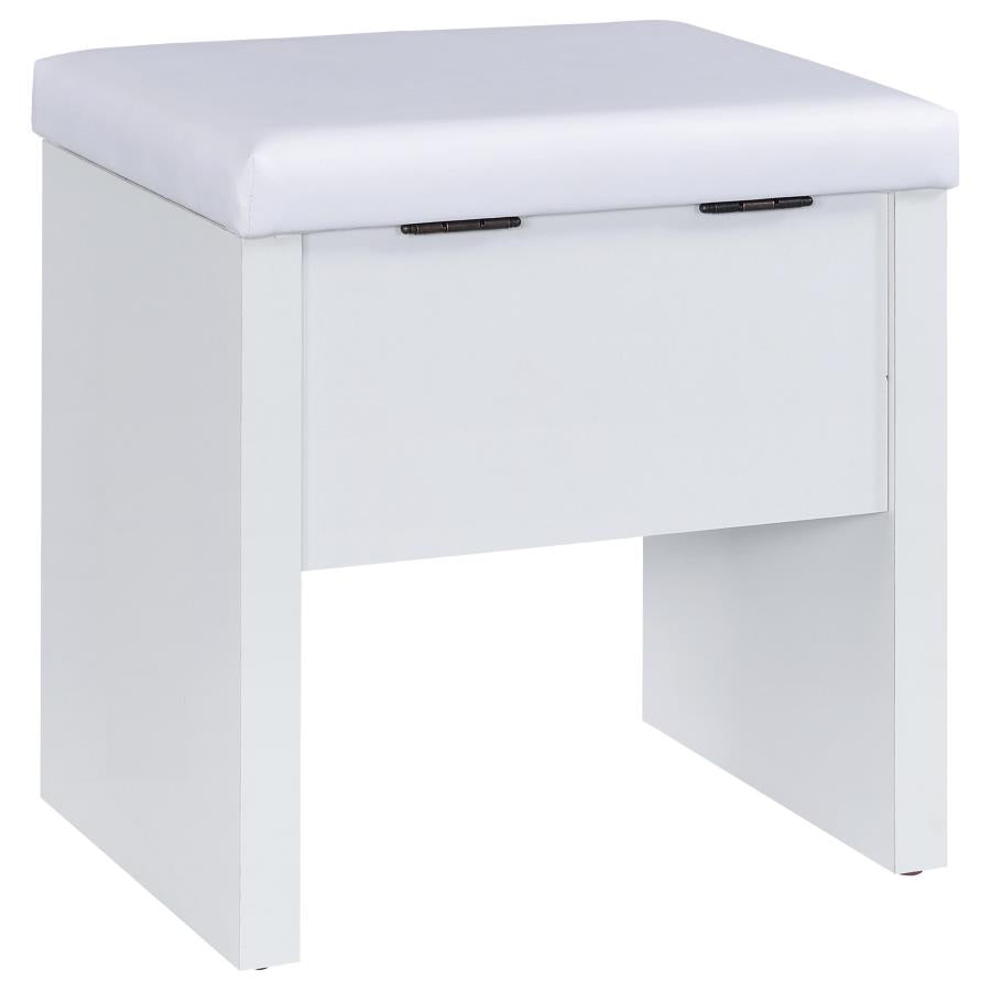 Bunbury White Makeup Vanity Table Set Storage Mirror and Stool