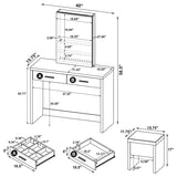 Bunbury White Makeup Vanity Table Set Storage Mirror and Stool