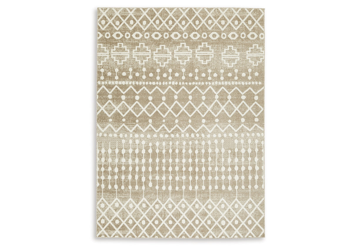 Bunchly Tan/Brown/Cream Medium Rug by ASHLEY FURNITURE at Eve Furniture