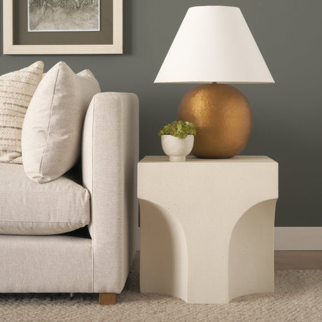 Bunda Square Sculptural Stone Finish Accent Table by Mercana at Eve Furniture