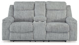 Buntington Pewter Reclining Loveseat with Console