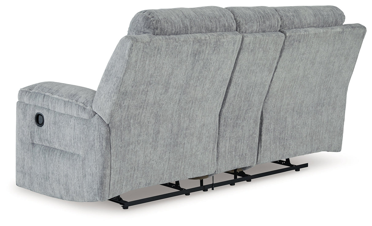 Buntington Pewter Reclining Loveseat with Console