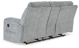 Buntington Pewter Reclining Loveseat with Console by Ashley at Eve Furniture