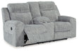 Buntington Pewter Reclining Loveseat with Console by Ashley at Eve Furniture
