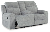 Buntington Pewter Reclining Loveseat with Console by Ashley at Eve Furniture
