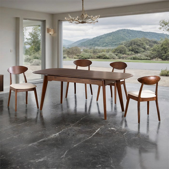 Buren Rich Walnut 5-Piece Dining Room Set by Furniture of America at Eve Furniture