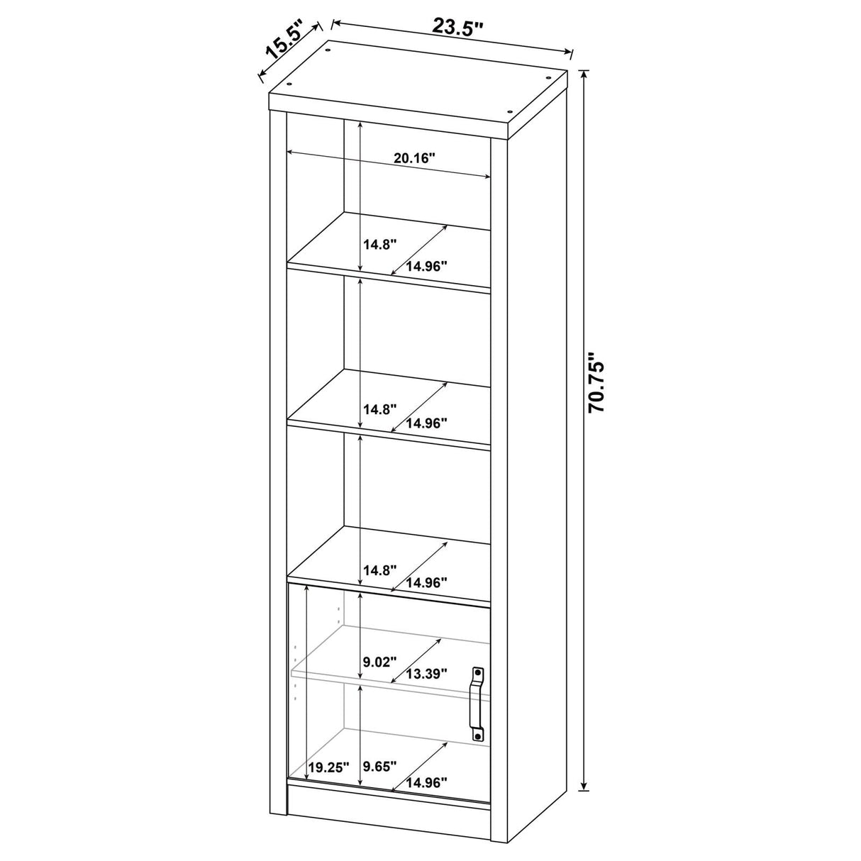 Burke Gray Driftwood 3-Shelf Media Tower With Storage Cabinet