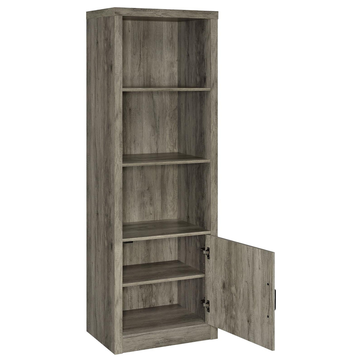 Burke Gray Driftwood 3-Shelf Media Tower With Storage Cabinet