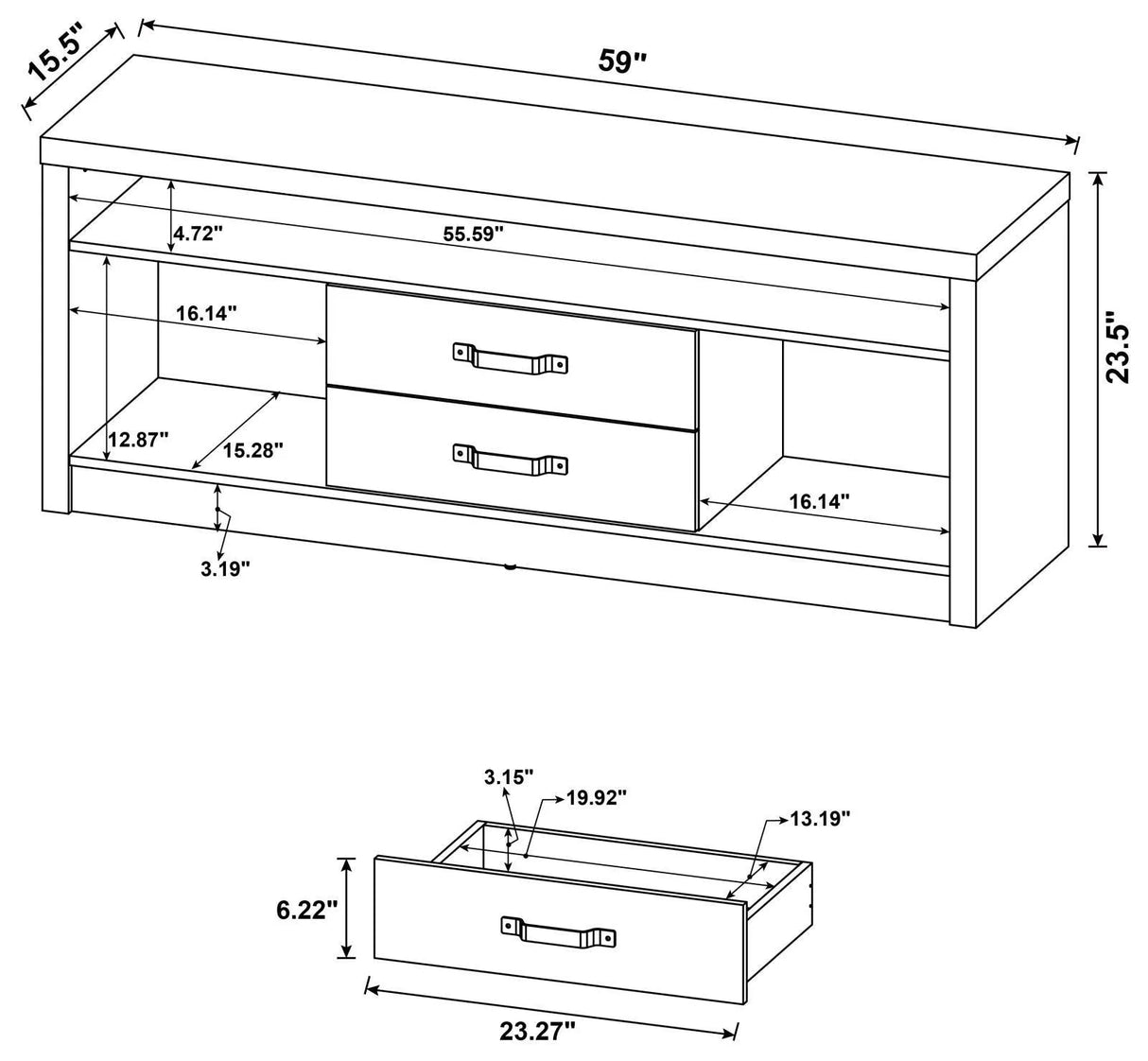 Burke Gray Driftwood 2-Drawer TV Console by Coaster at Eve Furniture