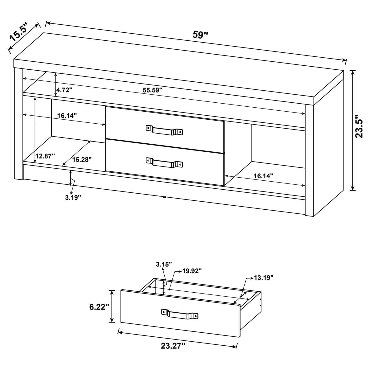 Burke Gray Driftwood 3-piece Entertainment Center by Coaster at Eve Furniture