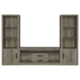 Burke Gray Driftwood 3-Shelf Media Tower With Storage Cabinet by Coaster at Eve Furniture