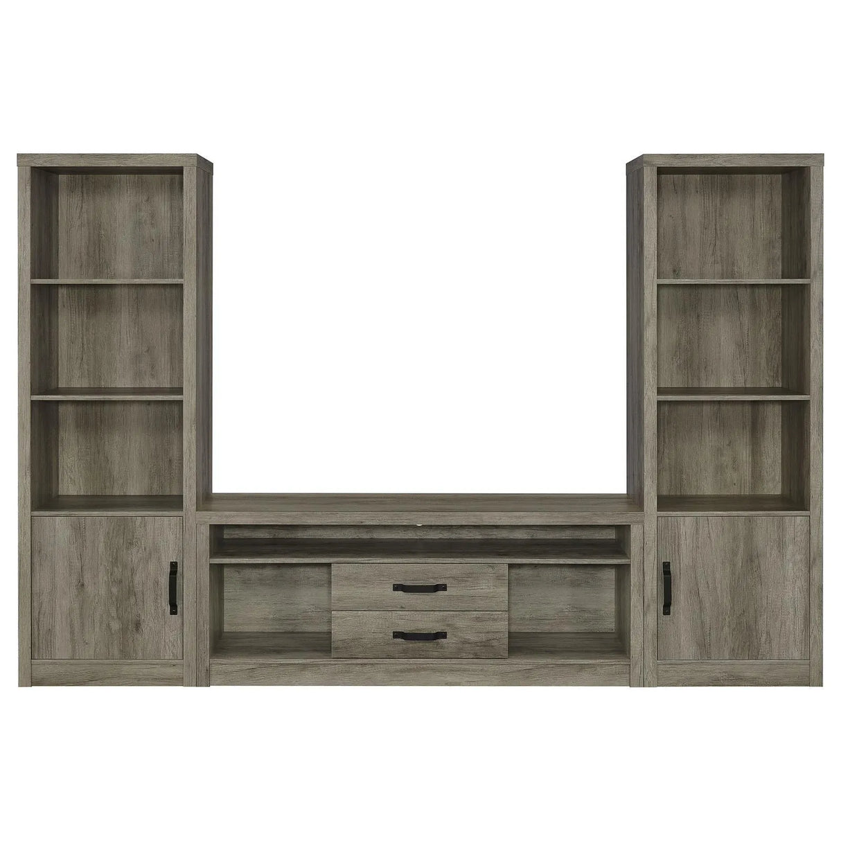 Burke Gray Driftwood 3-Shelf Media Tower With Storage Cabinet by Coaster at Eve Furniture
