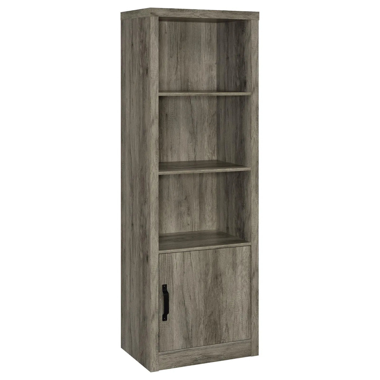 Burke Gray Driftwood 3-Shelf Media Tower With Storage Cabinet by Coaster at Eve Furniture