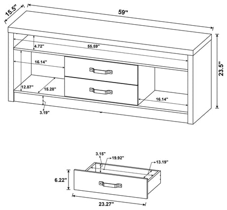Burke Gray Driftwood 2-Drawer TV Console by Coaster at Eve Furniture
