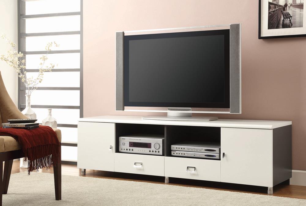 Burkett 2-Drawer TV Console White/Gray