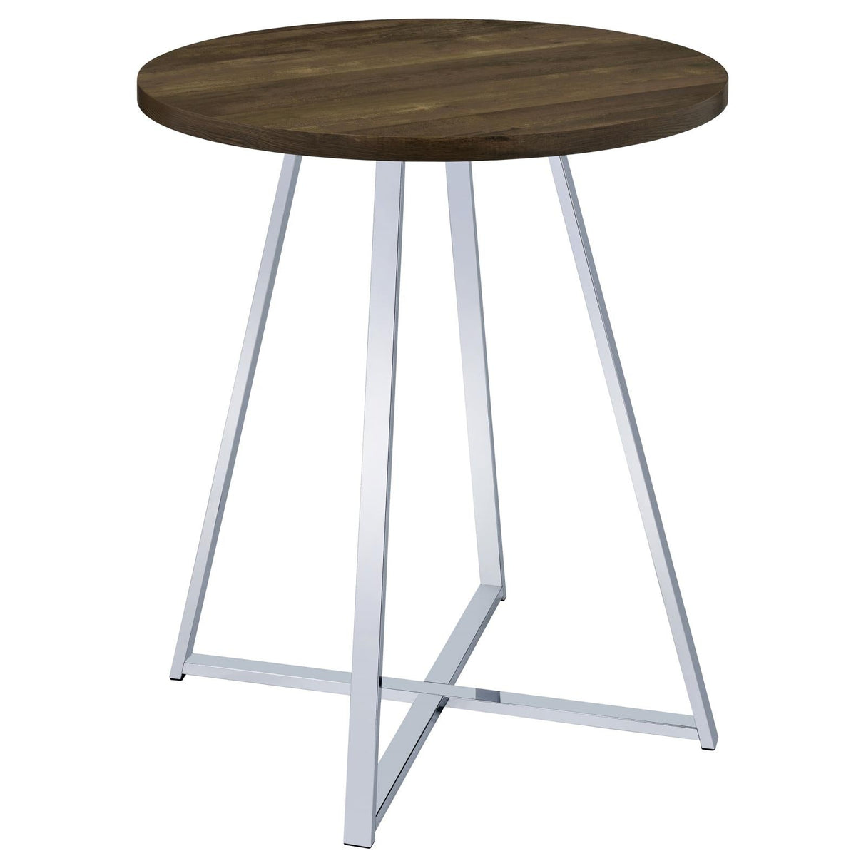 Bexter White/Chrome Faux Marble Round Top Bar Table