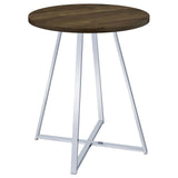 Bexter White/Chrome Faux Marble Round Top Bar Table