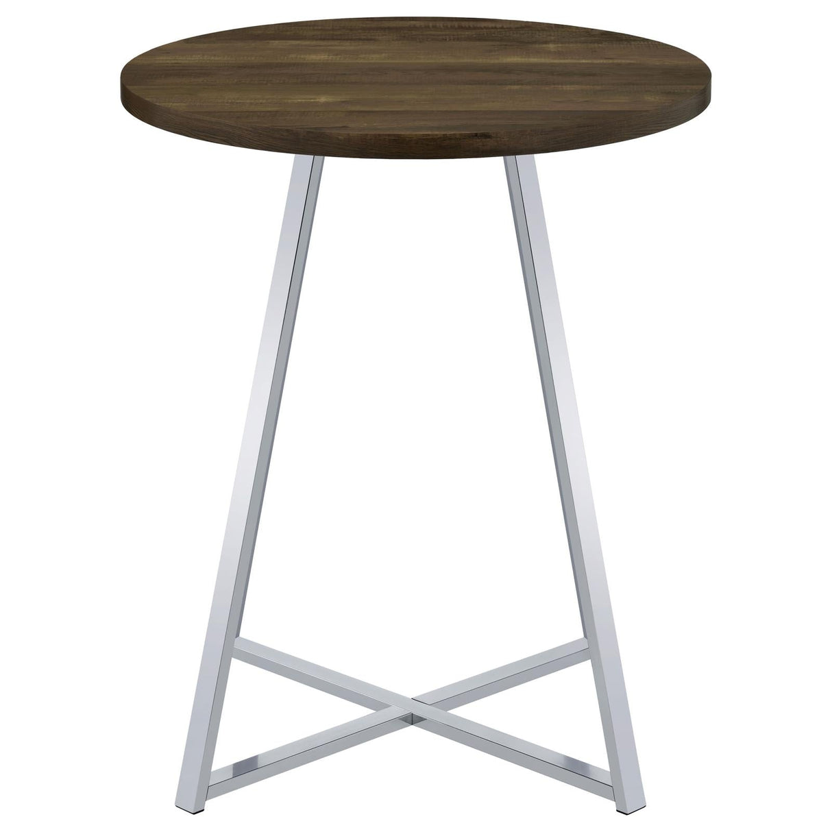 Bexter White/Chrome Faux Marble Round Top Bar Table