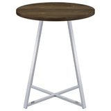 Bexter White/Chrome Faux Marble Round Top Bar Table