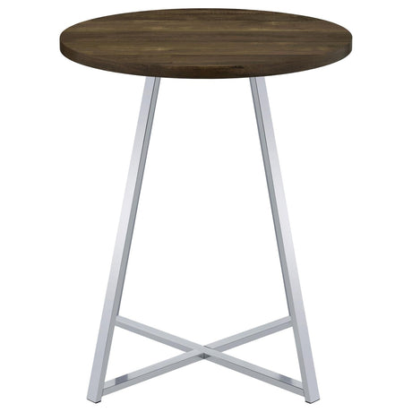 Bexter White/Chrome Faux Marble Round Top Bar Table