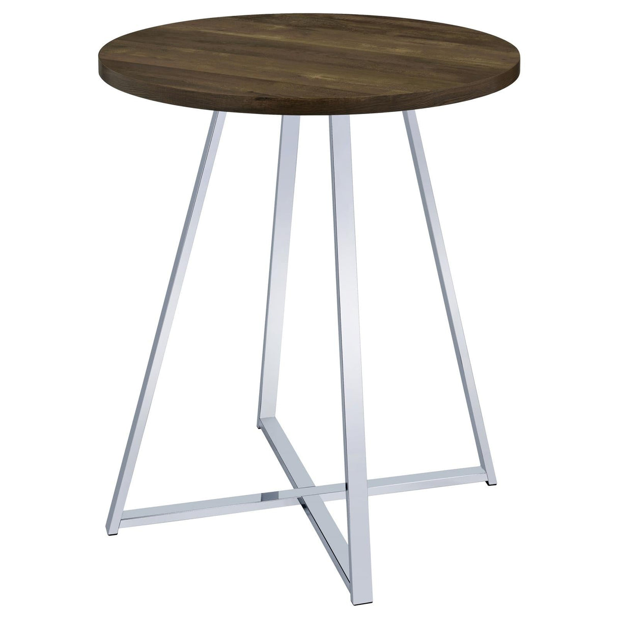 Bexter White/Chrome Faux Marble Round Top Bar Table