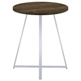 Bexter White/Chrome Faux Marble Round Top Bar Table