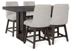 Burkhaus Dark Brown Counter Height Dining Table and 4 Barstools by Ashley at Eve Furniture