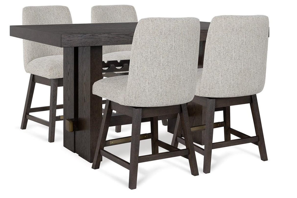 Burkhaus Dark Brown Counter Height Dining Table and 4 Barstools by Ashley at Eve Furniture