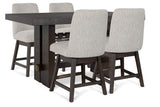 Burkhaus Dark Brown Counter Height Dining Table and 4 Barstools by Ashley at Eve Furniture